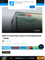 HSBC To Power Pilot Issuance Of UK Digital Bonds - Details