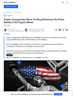 US Crypto News: Public Companies Race to Buy Ethereum