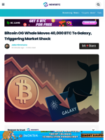 Market Shock: Bitcoin OG Whale Moves 40,000 BTC To Galaxy
