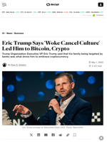 Eric Trump Says 'Woke Cancel Culture' Led Him to Bitcoin, Crypto - Decrypt