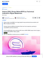 Solana (SOL) Falls Below $170 as Technical Signals Turn Bearish