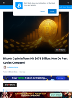 Bitcoin Cycle Inflows Hit $678 Billion—How Past Cycles Stack