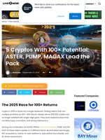 5 Cryptos With 100× Potential: ASTER, PUMP, MAGAX Lead the Pack | Live Bitcoin News