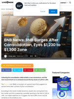 BNB News: BNB Surges After Consolidation, Eyes $1,230 to $1,300 Zone | Live Bitcoin News