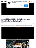 $480,000,000 XRP in 14 Days, New Bearish Twist Building Up - U.Today