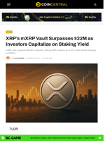 XRP’s mXRP Vault Surpasses $22M as Investors on Staking Yield