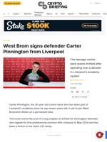 West Brom signs defender Carter Pinnington from Liverpool