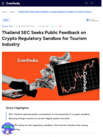 Thailand SEC Seeks Public Feedback on Crypto Regulatory Sandbox for Tourism Industry