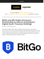 BitGo and Bit Origin Announce Partnership to Secure and Expand Digital Asset Treasury Holdings