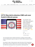 CFTC files bid to dismiss CME suit over Kalshi's Bitcoin perps