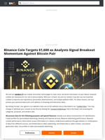 Binance Coin Targets $1,600 as Analysts Signal Breakout Momentum Against Bitcoin Pair - Brave New Coin