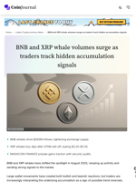 BNB and XRP whale volumes surge as traders track hidden accumulation signals - CoinJournal