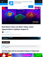 Live Best Meme Coins Updates Today: Metaplanet Buys $55M Bitcoin, Trump Crypto Advisor Plans $200M PAC, and More...