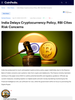 India Delays Cryptocurrency Policy, RBI Cites Risk Concerns