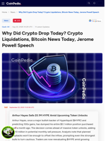 Why Did Crypto Drop Today? Crypto Liquidations, Bitcoin News Today, Jerome Powell Speech