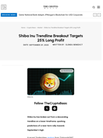 Shiba Inu Trendline Breakout Targets 25% Long Profit