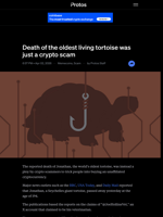 Death of the oldest living tortoise was just a crypto scam