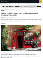 Ireland Excludes Crypto From New Investment Accounts