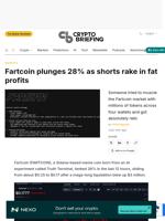 Fartcoin plunges 28% as shorts rake in fat profits
