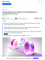 3 Signs That Meme Coin Season Might Be Returning This July