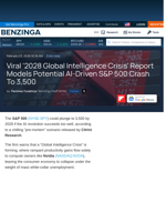Viral '2028 Global Intelligence Crisis' Report Models Potential AI-Driven S&P 500 Crash To 3,500 - State Street SPDR S&P 500 ETF Trust (ARCA:SPY) - Benzinga