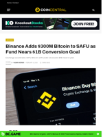 Binance Adds $300M Bitcoin to SAFU as Fund Nears $1B Conversion Goal