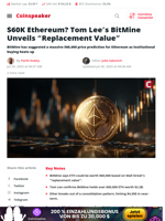 $60K Ethereum? Tom Lee’s BitMine Unveils 