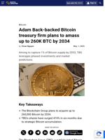 Adam Back-backed Bitcoin treasury firm plans to amass up to 260K BTC by 2034