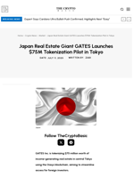 Japan Real Estate Giant GATES Launches $75M Tokenization Pilot in Tokyo