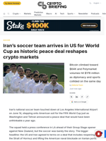 Iran's soccer team arrives in US for World Cup as historic peace deal reshapes crypto markets
