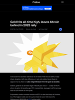 Gold hits all-time high, leaves bitcoin behind in 2025 rally
