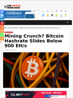 Mining Crunch? Bitcoin Hashrate Slides Below 900 EH/s - The Crypto News Wire