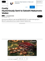 Costly Mistake? $181,000 BTC Mysteriously Sent to Satoshi Nakamoto Wallet - U.Today
