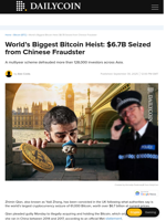 World’s Biggest Bitcoin Heist: $6.7B Seized from Chinese Fraudster - DailyCoin