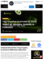 Top Cryptos to Invest in 2025: Web3 ai, Monero, Solana, & Polkadot | Live Bitcoin News