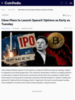 Cboe Plans to Launch SpaceX Options as Early as Tuesday