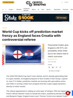 World Cup kicks off prediction market frenzy as England faces Croatia with controversial referee