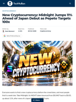 New Cryptocurrency: Midnight Jumps 11% Ahead of Japan Debut as Pepeto Targets 100x - TechBullion