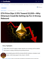 ETH Price Dips 3.15% Toward $3,200—Why Ethereum Could Be Setting Up For A Strong Rebound