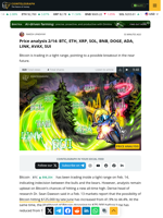 Price analysis 2/14: BTC, ETH, XRP, SOL, BNB, DOGE, ADA, LINK, AVAX, SUI