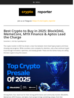 Best Crypto to Buy in 2025: BlockDAG, MemeCore, MYX Finance & Aptos Lead the Charge