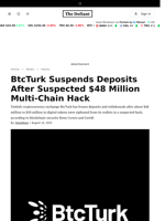 BtcTurk Suspends Deposits After Suspected $48 Million Multi-Chain Hack - 