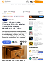 Silent Since 2016, Vintage Bitcoin Wallet Suddenly Moves Hundreds of Coins – Crypto News Bitcoin News