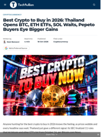 Best Crypto to Buy in 2026: Thailand Opens BTC, ETH ETFs, SOL Waits, Pepeto Buyers Eye Bigger Gains - TechBullion