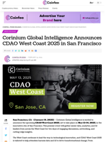 Corinium Global Intelligence Announces CDAO West Coast 2025 in San Francisco - Coinfea