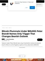 Bitcoin Plummets Under $69,000: Peter Brandt Names Only Trigger That Changes Bearish Outlook - U.Today