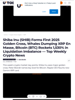Shiba Inu (SHIB) Forms First 2025 Golden Cross, Whales Dumping XRP En Masse, Bitcoin (BTC) Rockets 1,530% in Liquidation Imbalance — Top Weekly Crypto News - U.Today