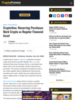 Crypto4me: Recurring Purchases Mark Crypto as Regular Financial Asset