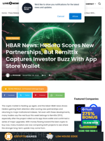 HBAR News: Hedera Scores New Partnerships, But Remittix Captures Investor Buzz With App Store Wallet | Live Bitcoin News