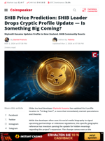 SHIB Price Prediction: SHIB Leader Drops Cryptic Profile Update — Is Something Big Coming? - Coinspeaker